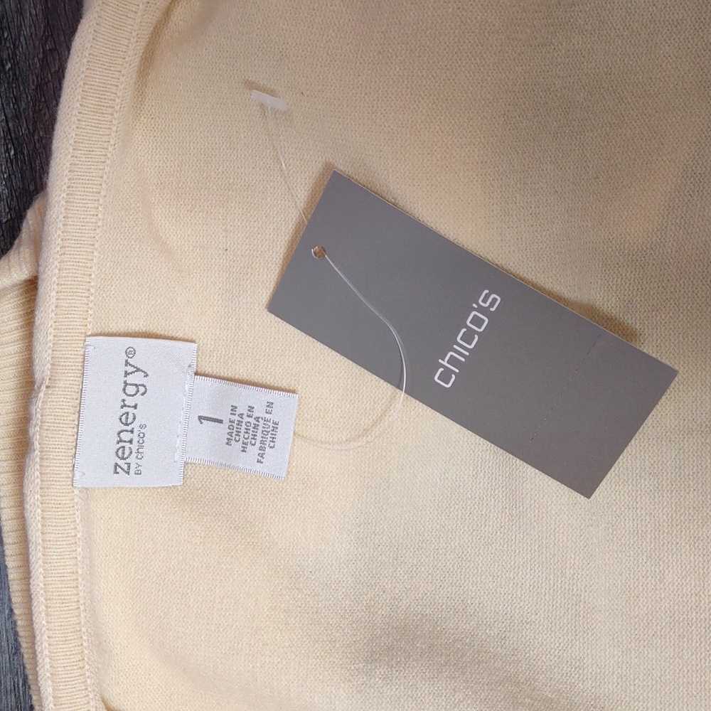 Zenergy By Chico's Cotton/Cashmere Tipped Hooded Sweater Jacket - Picture 9 of 12